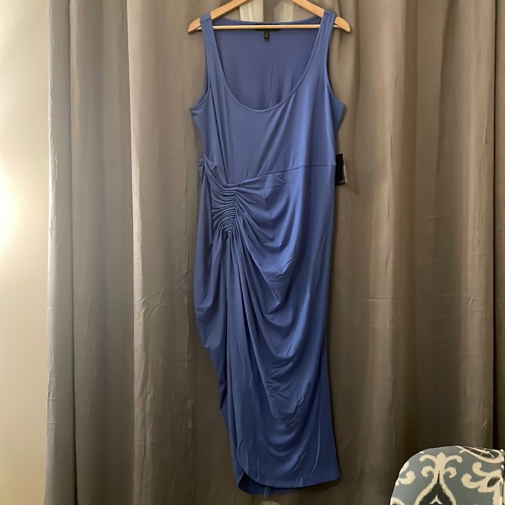 Baja Blue Side-Gathered Skirt Dress; Size: 16